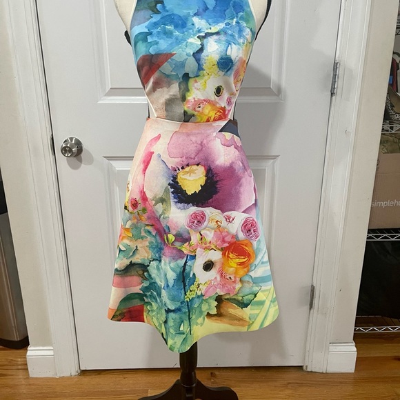 Clover Canyon Fluorescent Rose Cut Out Neoprene Dress in Multi Sz S - Picture 5 of 15